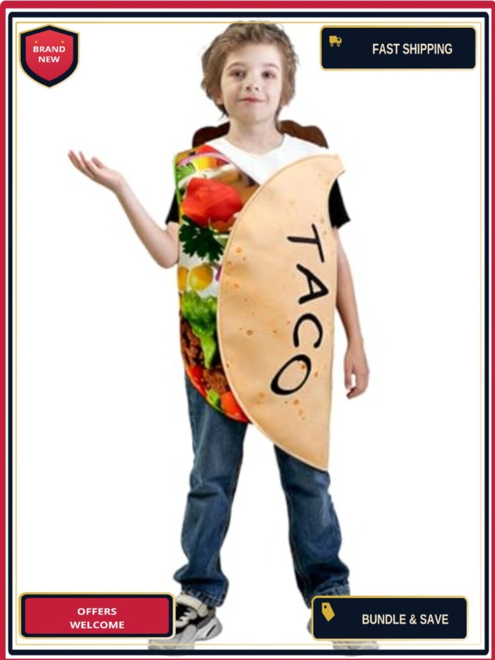 Kids Taco Costume Funny Halloween Cosplay Food Tunic for Boys Girls